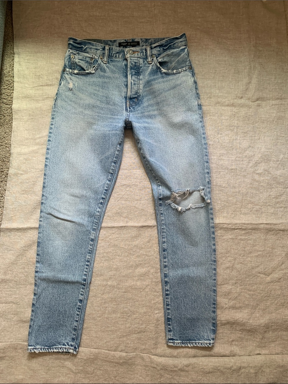 Moussy Light Blue Slim Straight Distressed Jeans